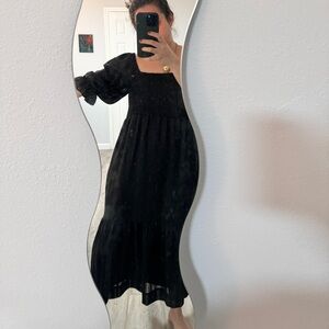 Medium black Madewell Lucie smocked puff sleeve dress